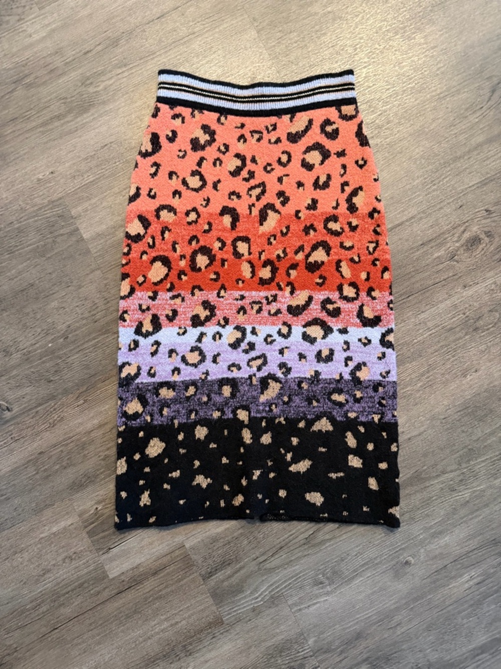 Anthropologie Multicolor Leopard-Striped Midi Skirt